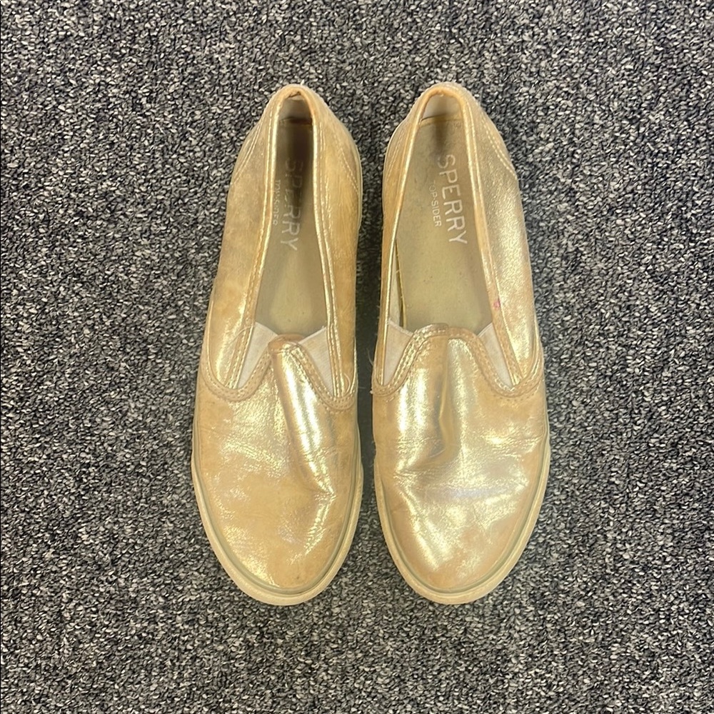 Sperry Metallic Gold Slip-On Sneakers
